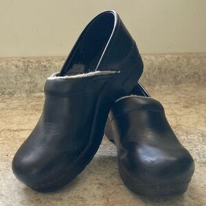 Dansko Black Leather Mules